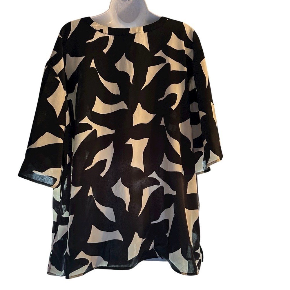 Nine West Elbow Sleeve Popover Blouse 3X NWT - Picture 2 of 5